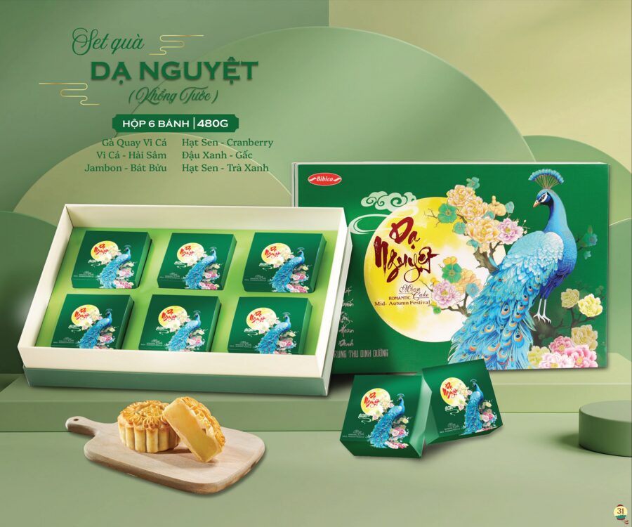 Hộp Dạ Nguyệt Khổng Tước dinh dưỡng Bibica — 480g 6 bánh không trứng
